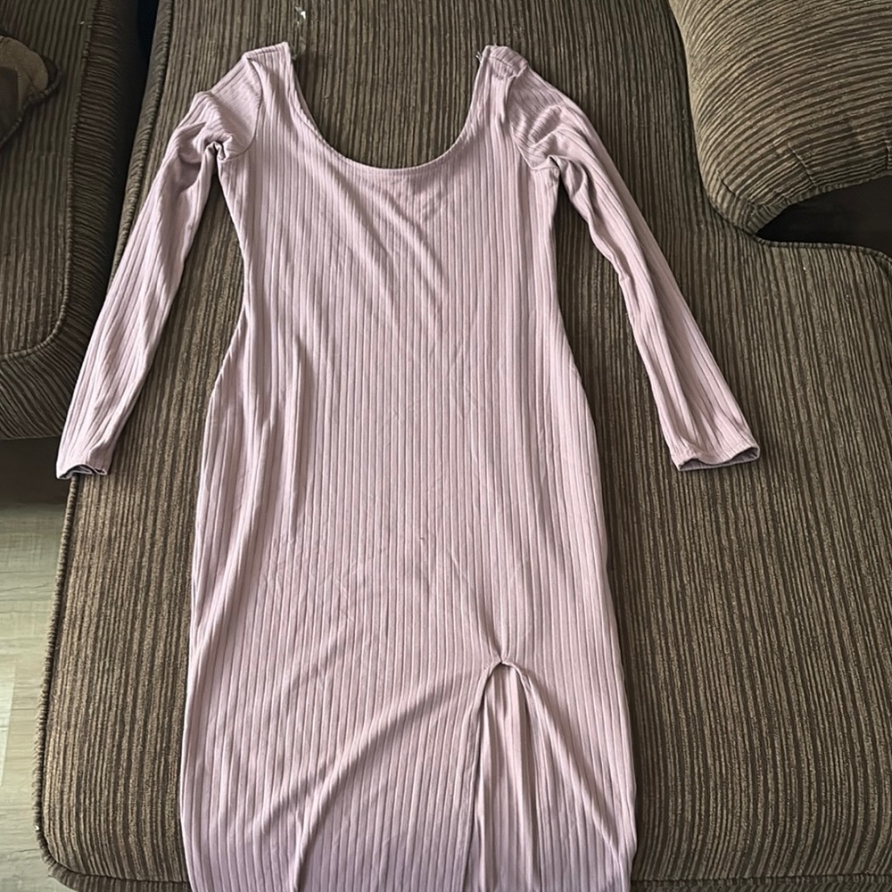 Elegant Mauve Long Sleeve Dress